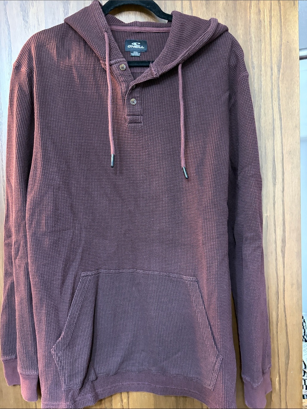O'Neill Men's Hooded Waffle Pullover - Maroon